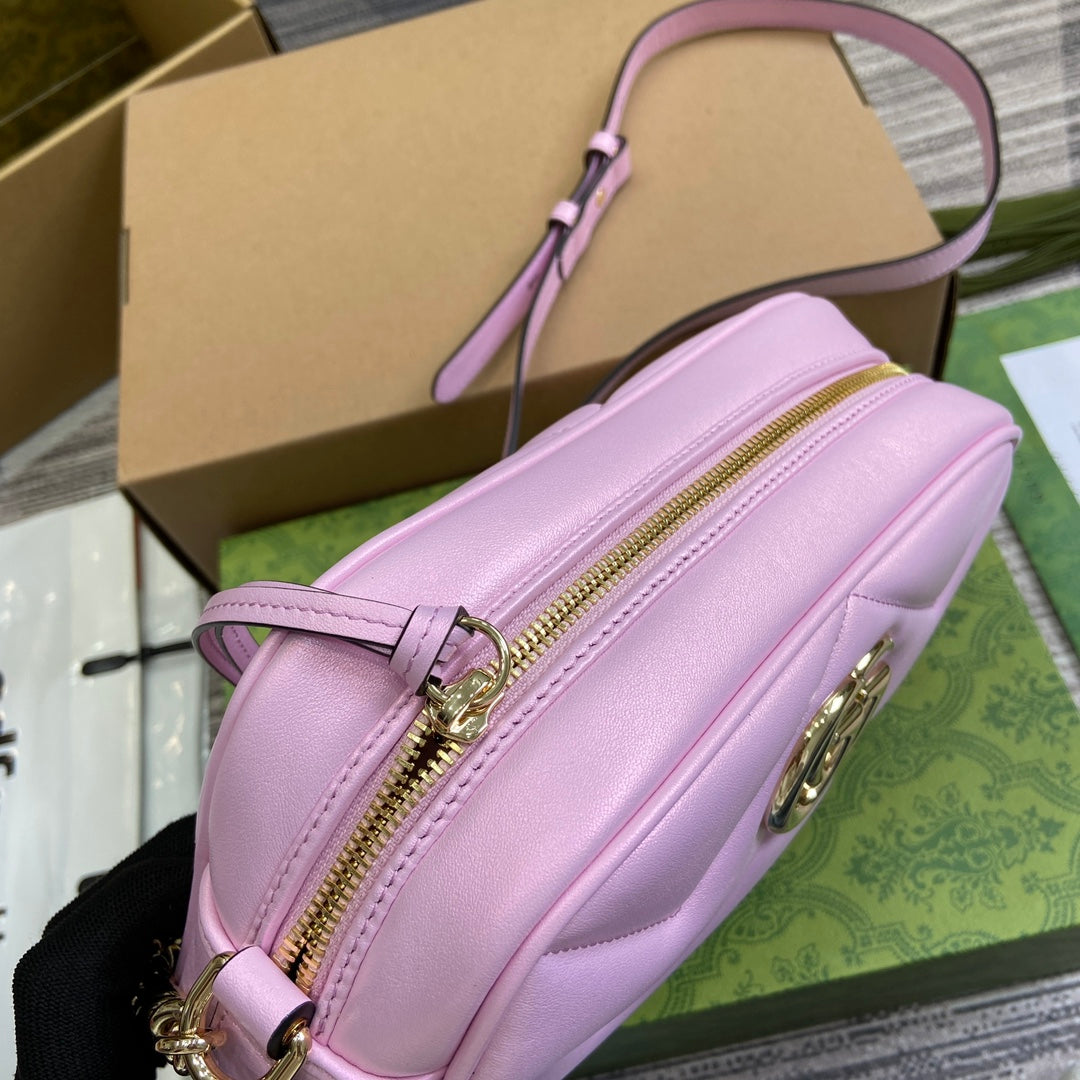 GG MARMONT 24 SMALL MATELASS_ SHOULDER BAG LIGTH PINK CALFSKIN