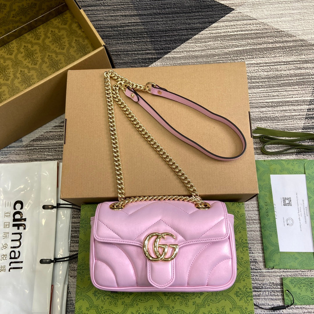 G*G MARMONT 23 SMALL SHOULDER BAG LIGHT PINK CALFSKIN