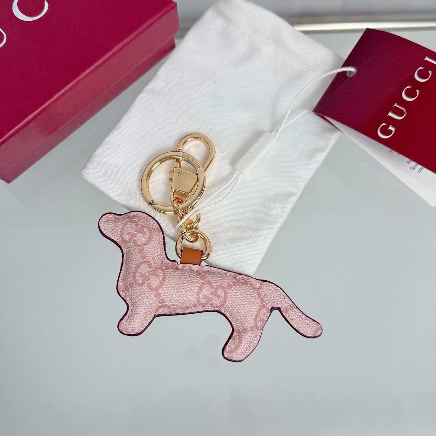 Gucci Dog-shaped Light Pink Bag Charm