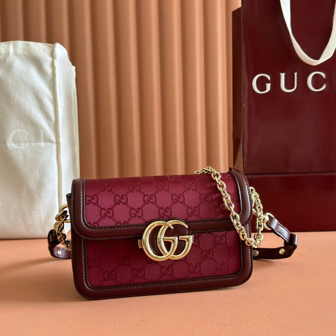 GO SMALL SHOULDER BAG 21.5 IN ROSSO ANCORA RED G*G CANVAS