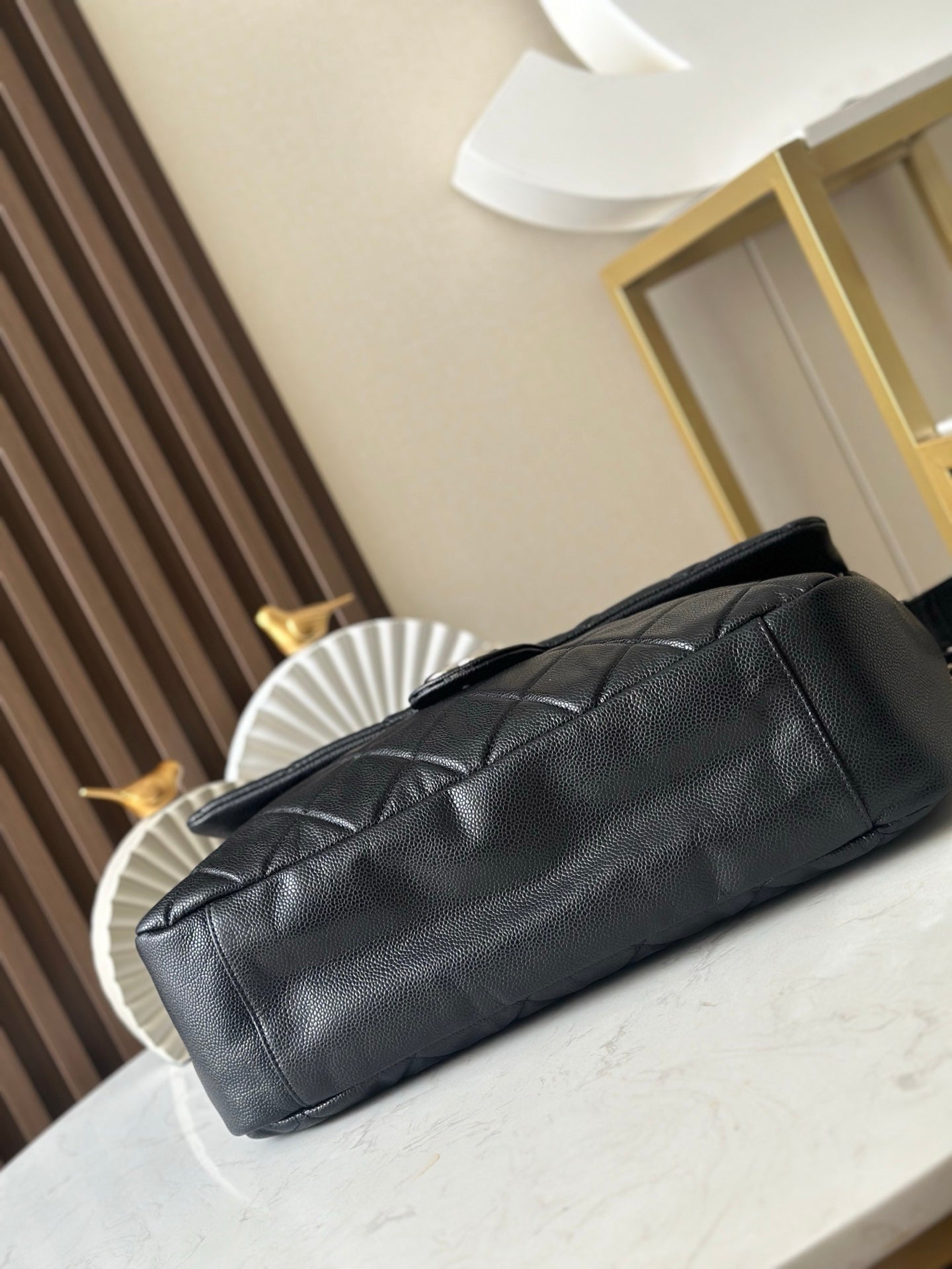 CC Messenger Weekender Flap Tote Bag Black Caviar SHW