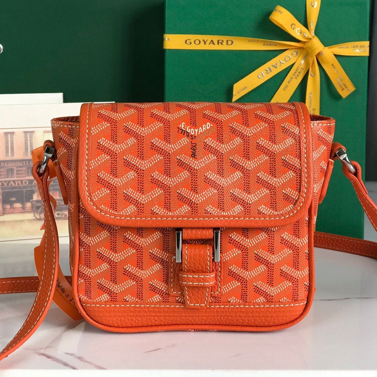 GRAND BLEU 16 IN ORANGE GOY*RDINE CANVAS AND LAMBSKIN