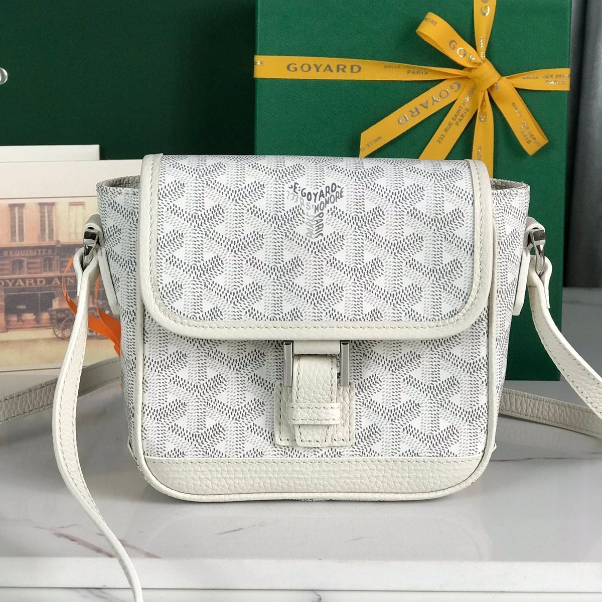 GRAND BLEU 16 IN WHITE GOY*RDINE CANVAS AND LAMBSKIN