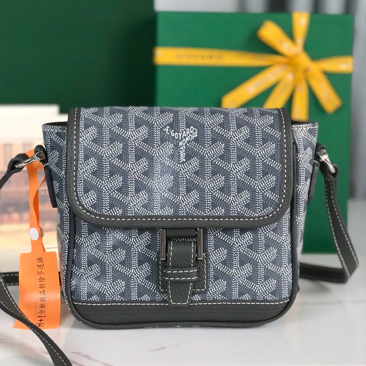 GRAND BLEU 16 IN GRAY GOY*RDINE CANVAS AND LAMBSKIN