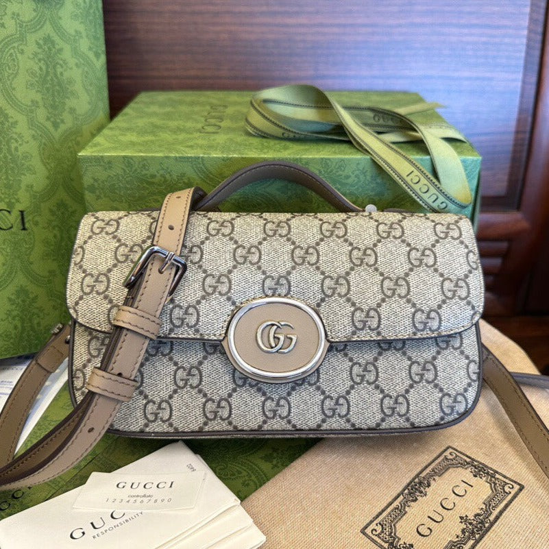 G*G MINI 21 CLASSIC SHOULDER BAG IN BEIGE CANVAS