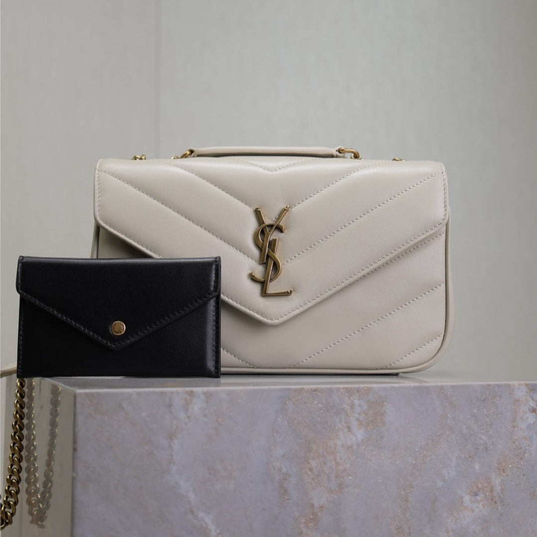 LOU*OU SMALL 24 IN WHITE SHEEPSKIN GOLD HARDWARE