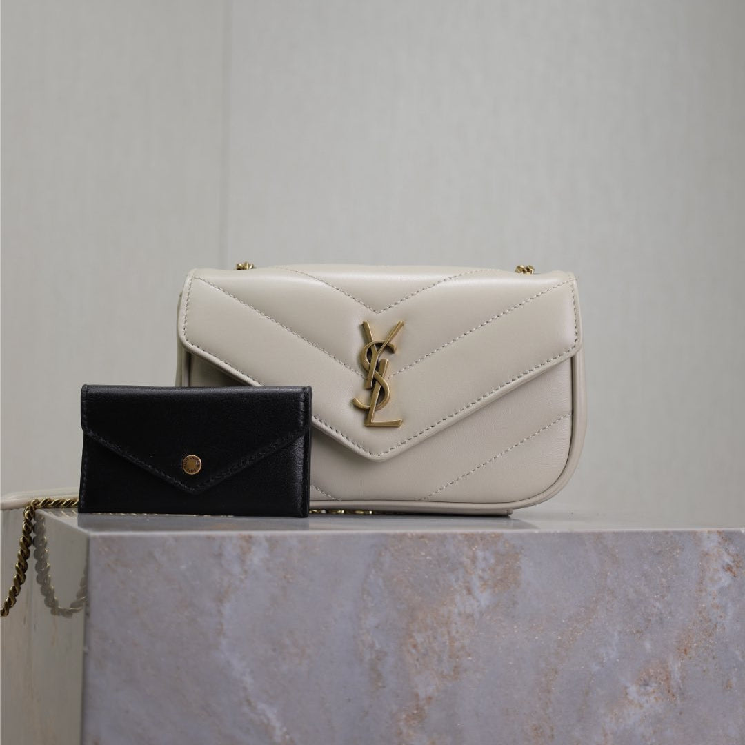 LOU*OU MINI 20 IN WHITE SHEEPSKIN GOLD HARDWARE