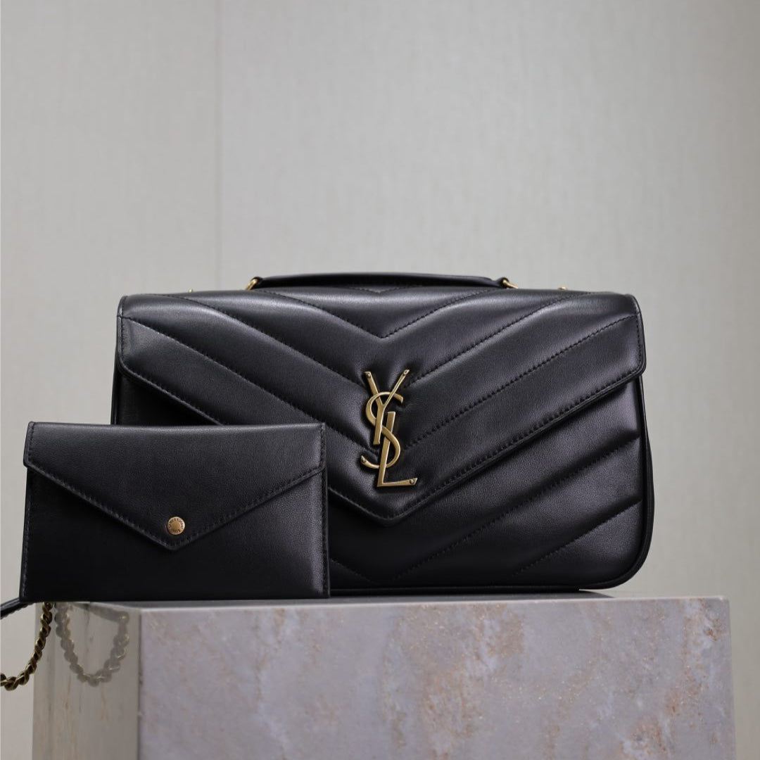 LOU*OU MEDIUM 29 IN BLACK SHEEPSKIN GOLD HARDWARE