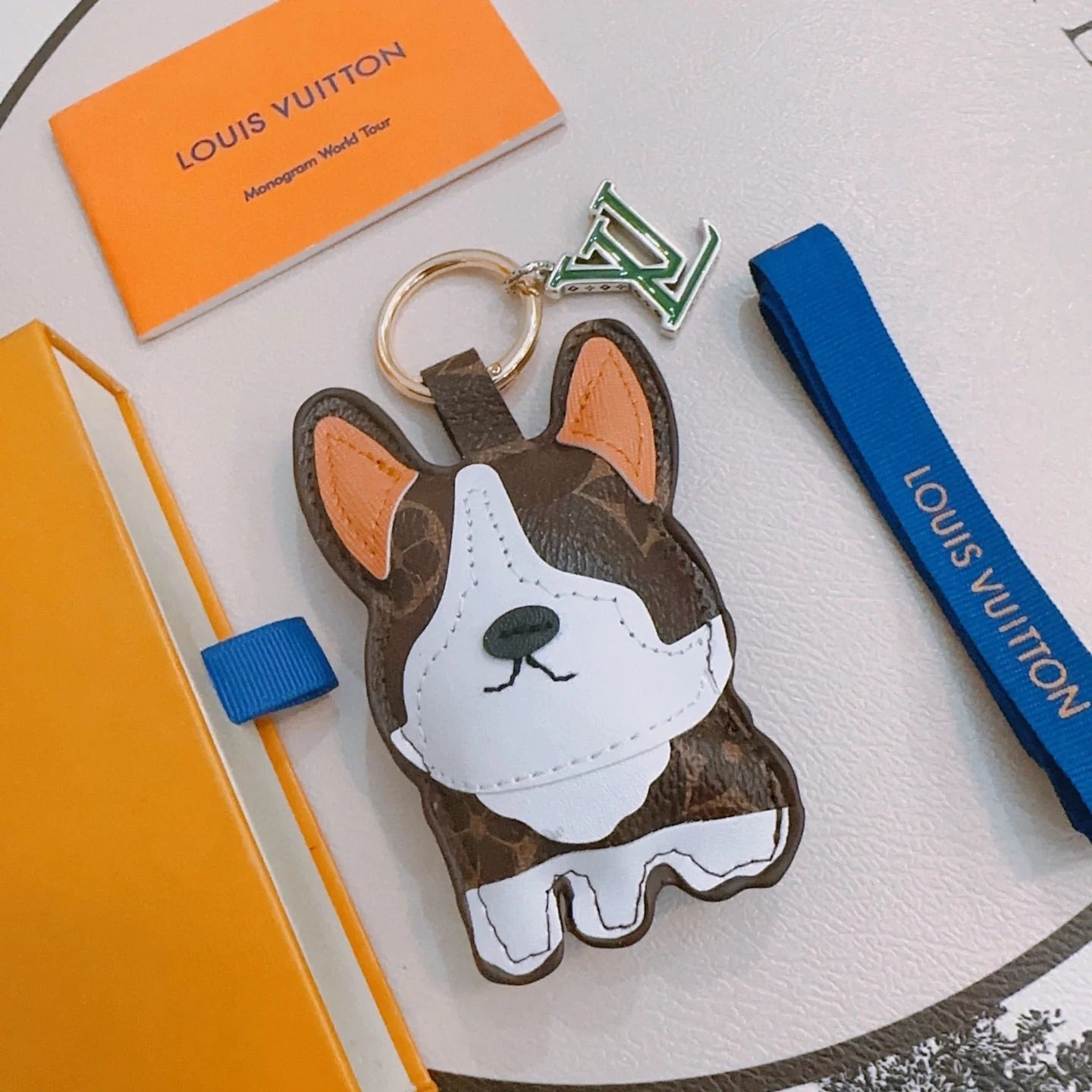 LV Brown Dog Bag Charm