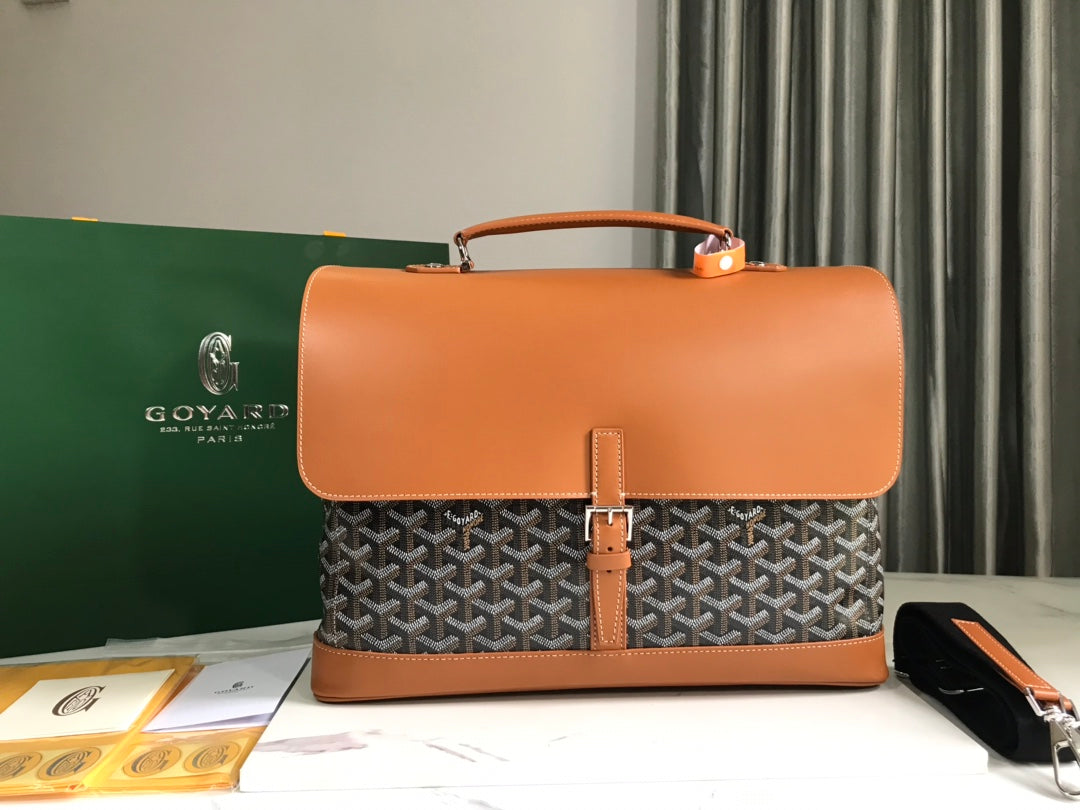 GOY*RD CITADIN BAG 38CM BLACK AND TAN CANVAS