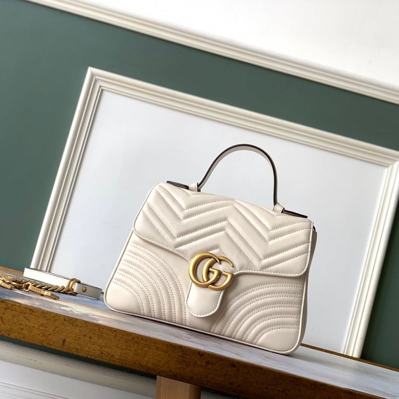 G*G Marmont 26.5cm White Calfskin Gold Hardware