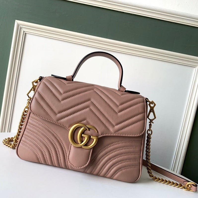 G*G Marmont 26.5cm Dark Beige Calfskin Gold Hardware