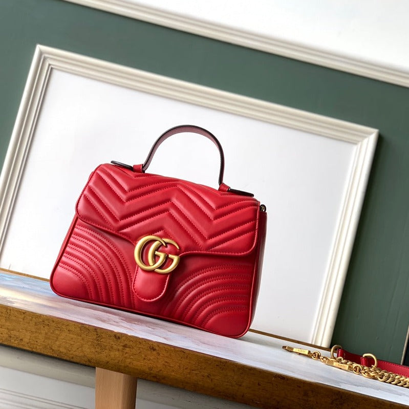 G*G Marmont 26.5cm Red Calfskin Gold Hardware