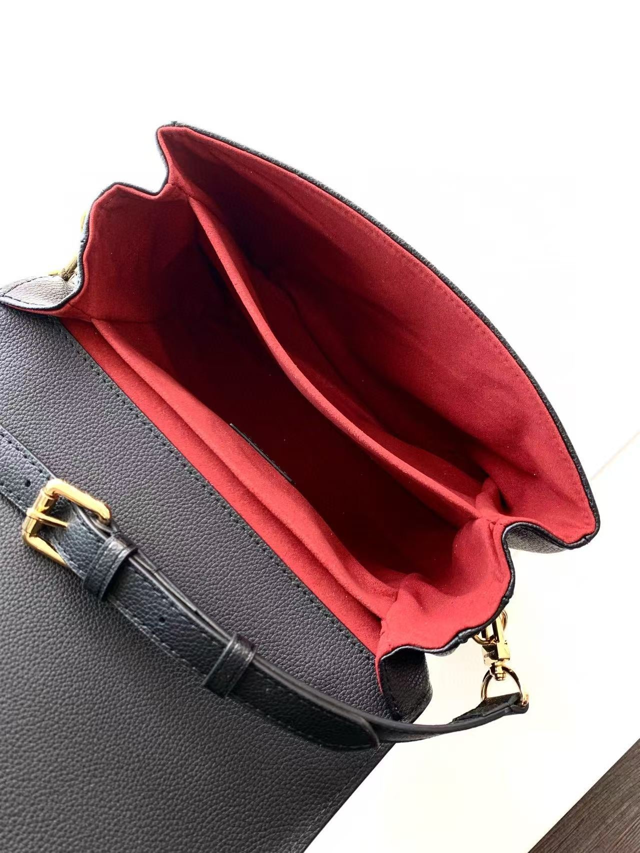 LV M45773 Pochette Métis Bag 25cm Black Beige Monogram Embossed Cowhide