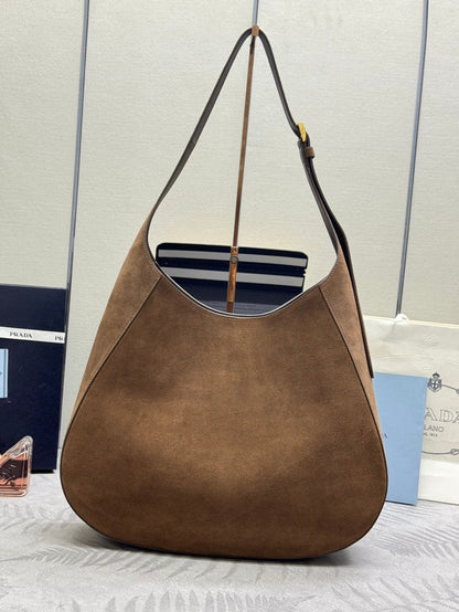 Pra Cleo 1BC181 Nubuck Bag 40cm Brown Suede 267549