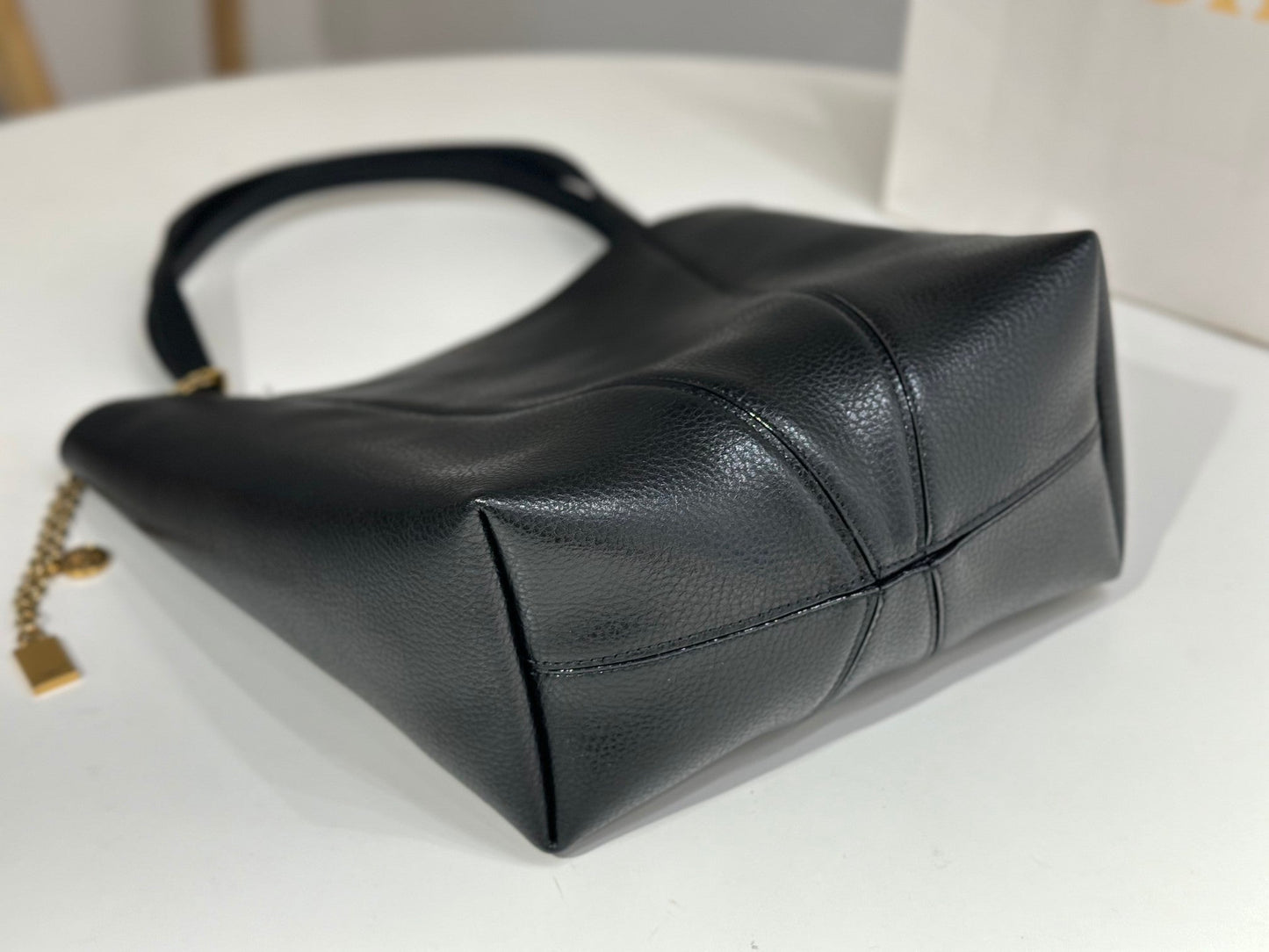 Chloe Spin Tote Bag Medium 27cm Black Calfskin 272274