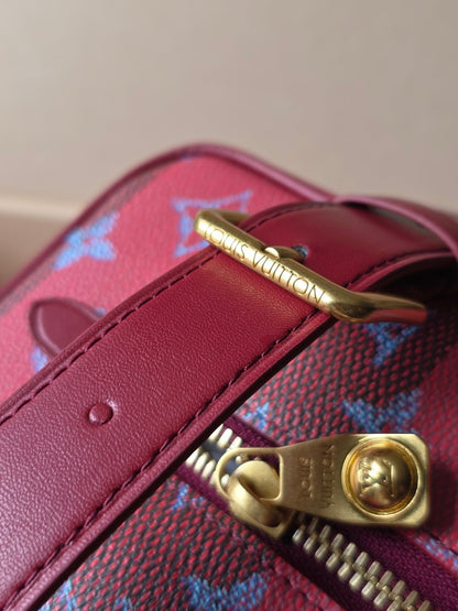 LV Makeup Bag Red PVC Fabric with Leather 275393
