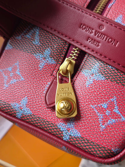 LV Makeup Bag Red PVC Fabric with Leather 275393