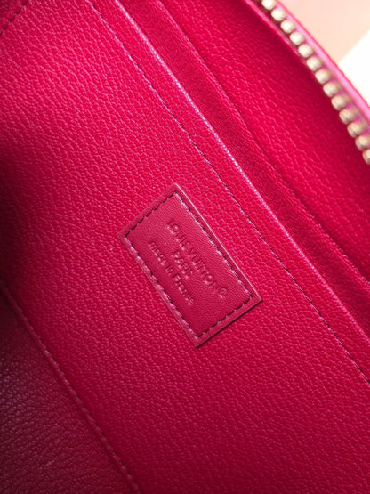 LV Makeup Bag Red PVC Fabric with Leather 275393