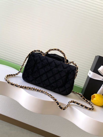 Chanel 25K Series Velvet Bow CF Handle Bag 20 Black 275900