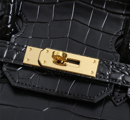 HM BIRKIN BAG 30 BLACK CROCODILE EMBOSSED CALFSKIN