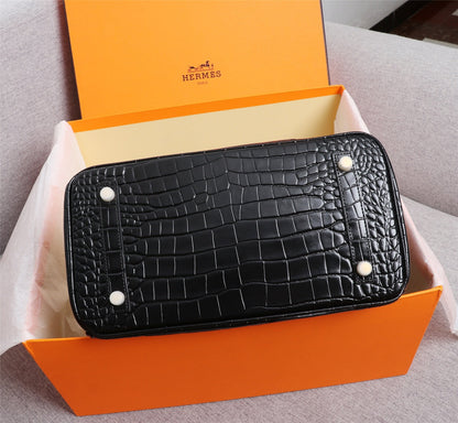 HM BIRKIN BAG 30 BLACK CROCODILE EMBOSSED CALFSKIN