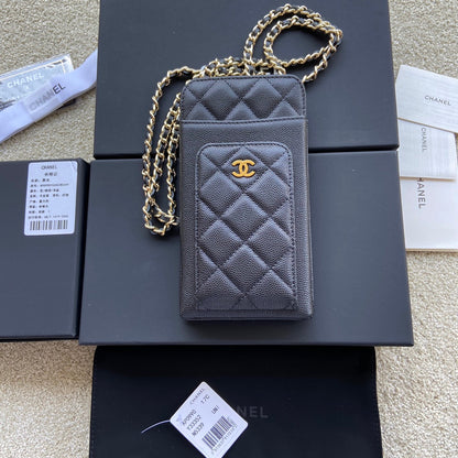 CC Compact Double Pouch Black Caviar GHW 229641