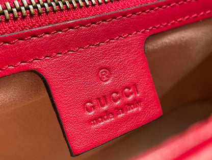 GG MARMONT MATELASS_ LARGE 26 BAG RED PINK CALFSKIN