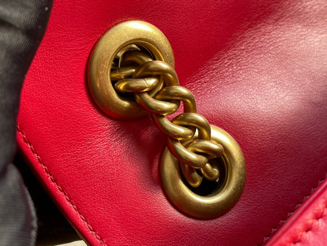 GG MARMONT MATELASS_ SMALL 22 BAG RED PINK CALFSKIN