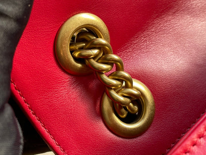 GG MARMONT MATELASS_ SMALL 22 BAG RED PINK CALFSKIN