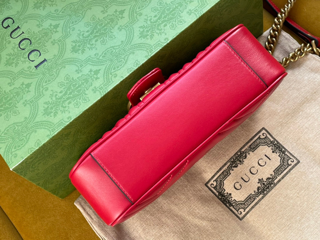 GG MARMONT MATELASS_ SMALL 22 BAG RED PINK CALFSKIN