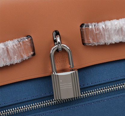 HM HERBAG ZIP 31 AEGEAN AND COPPER CANVAS