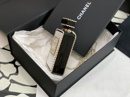 CC N5 Perfume Bottle Bag White Quited Lambskin