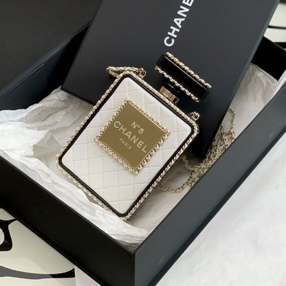 CC N5 Perfume Bottle Bag White Quited Lambskin