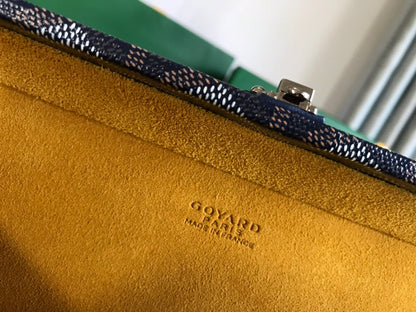 GRAND H_TEL TRUNK BAG 24 IN NAVY BLUE GOYARDINE CANVAS AND CALFSKIN