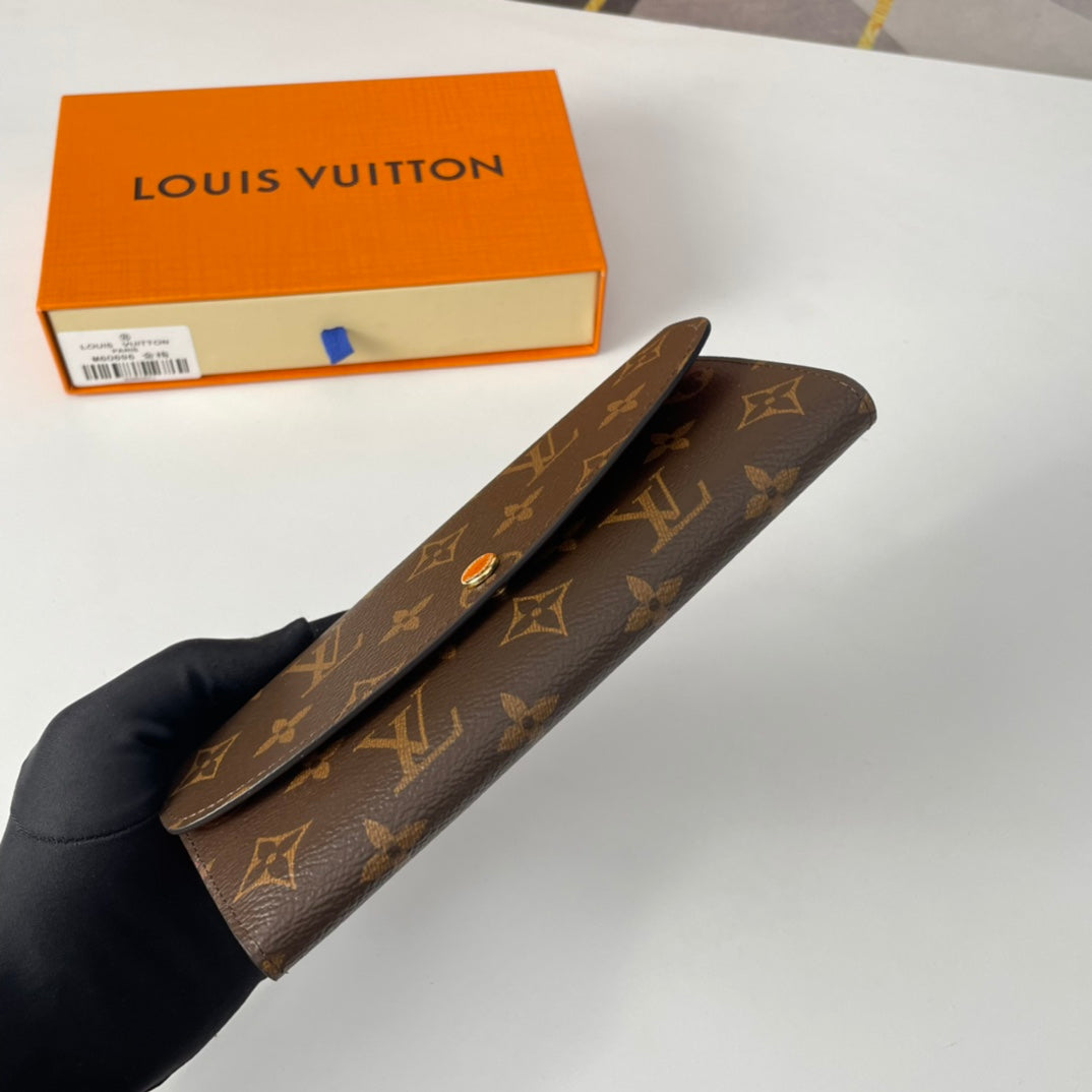 LV M60696 Emilie Wallet Brown Purple-red Monogram Canvas 221662