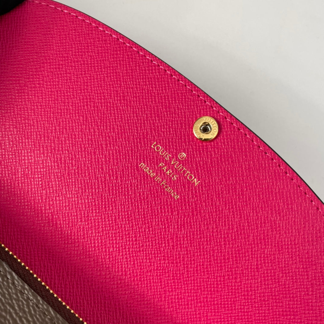 LV M60696 Emilie Wallet Brown Purple-red Monogram Canvas 221662