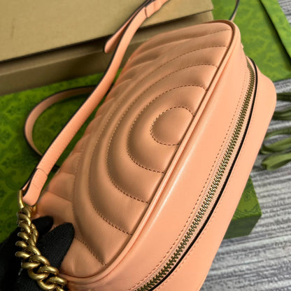 GG MARMONT SMALL 24 MATELASS_ IN PEACH PINK CALFSKIN