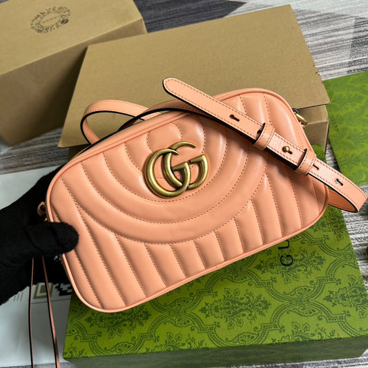 GG MARMONT SMALL 24 MATELASS_ IN PEACH PINK CALFSKIN