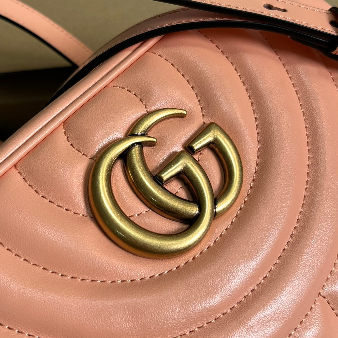 GG MARMONT SMALL 24 MATELASS_ IN PEACH PINK CALFSKIN