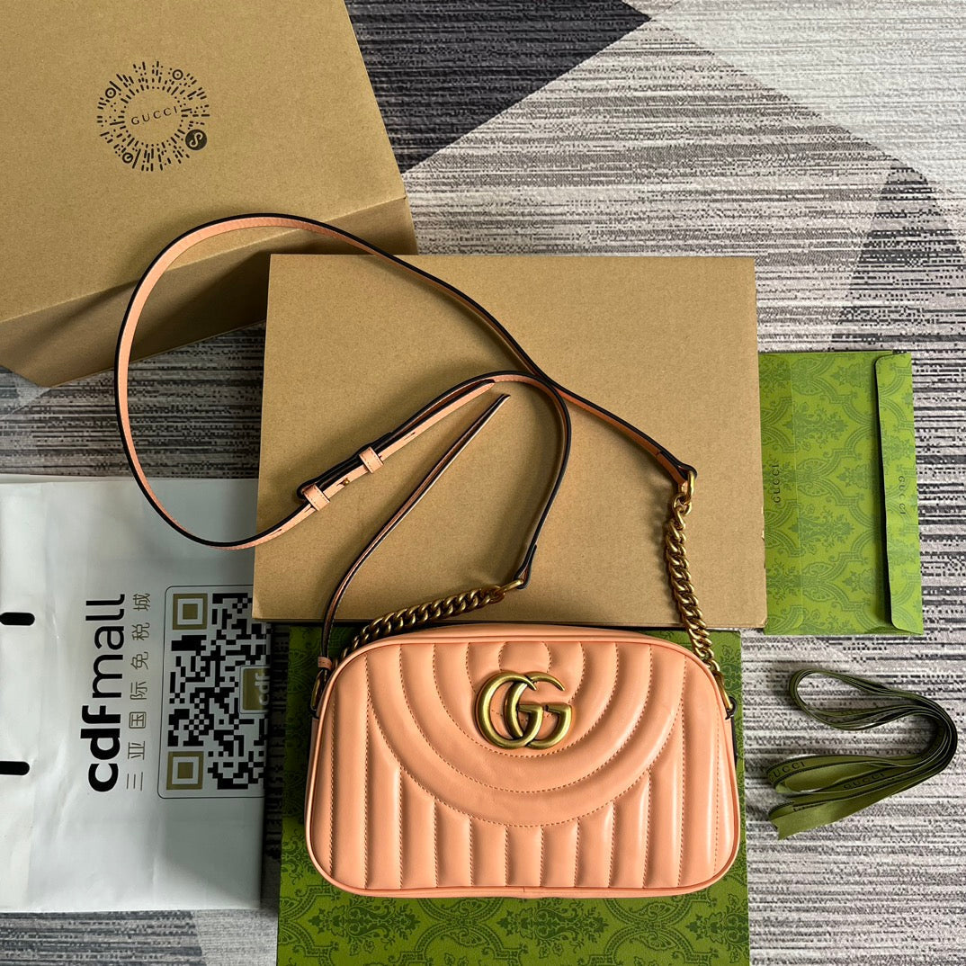GG MARMONT SMALL 24 MATELASS_ IN PEACH PINK CALFSKIN
