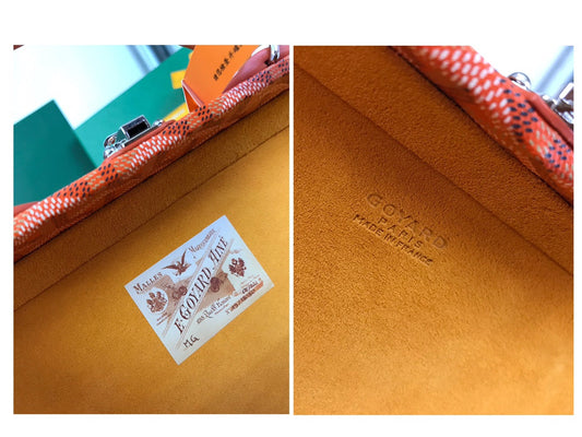 GRAND H_TEL TRUNK BAG 24 IN ORANGE GOYARDINE CANVAS AND CALFSKIN