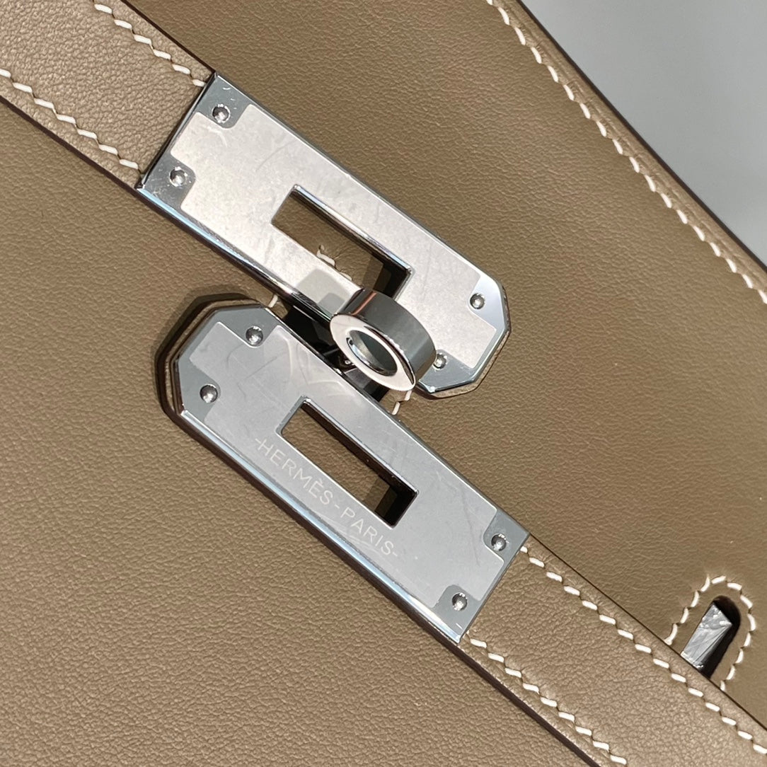 KELLY 23CM JYPSIERE BROWN LEATHER CROSSBODY BAG SHW