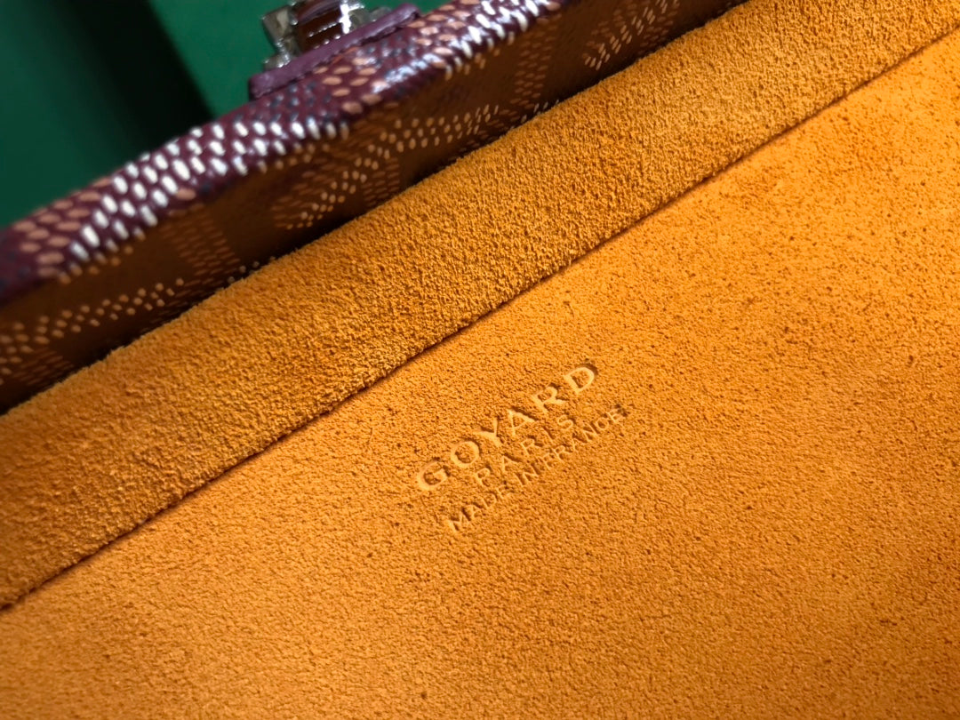 GRAND H_TEL TRUNK BAG 24 IN BURGUNDY RED GOYARDINE CANVAS AND CALFSKIN