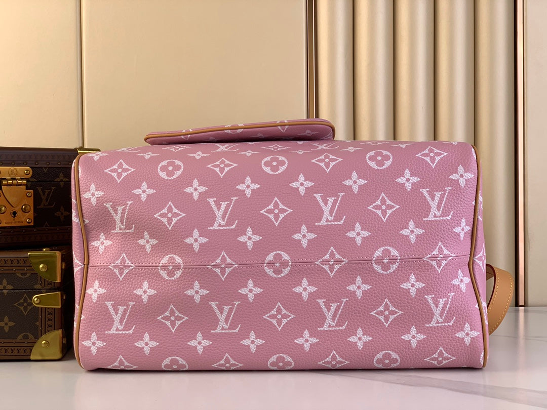 SPEEDY P9 BANDOULI_RE 40 IN FLAMINGO PINK MONOGRAM CALFSKIN