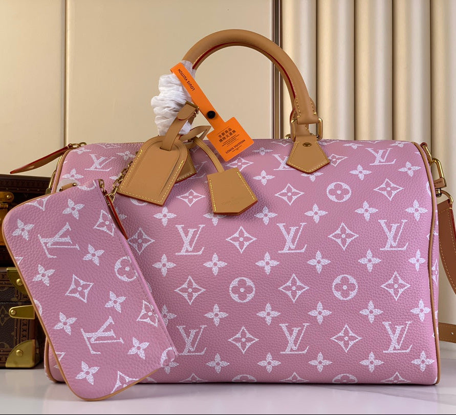 SPEEDY P9 BANDOULI_RE 40 IN FLAMINGO PINK MONOGRAM CALFSKIN