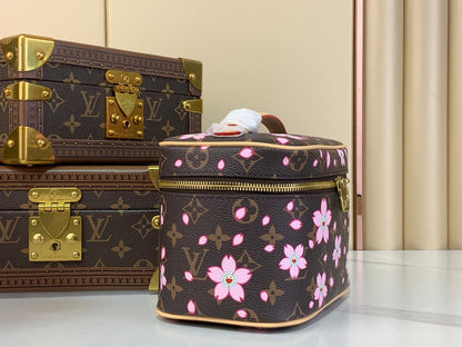 LV x TM NICE 20cm Sakura Brown Cherry Blossom Monogram Canvas