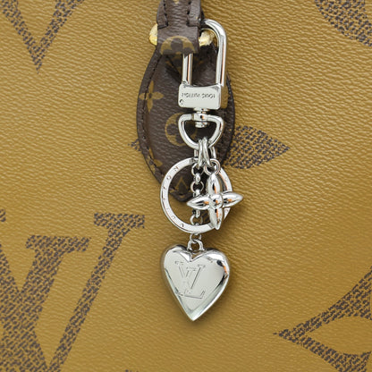 LV Silver Heart-shaped Keychain Bag Charm