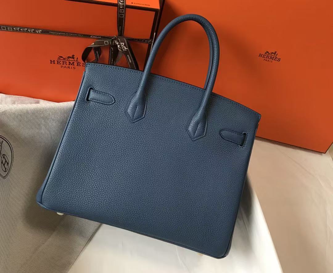 HM Birkin Bag 30cm Dark Blue Togo Leather GHW