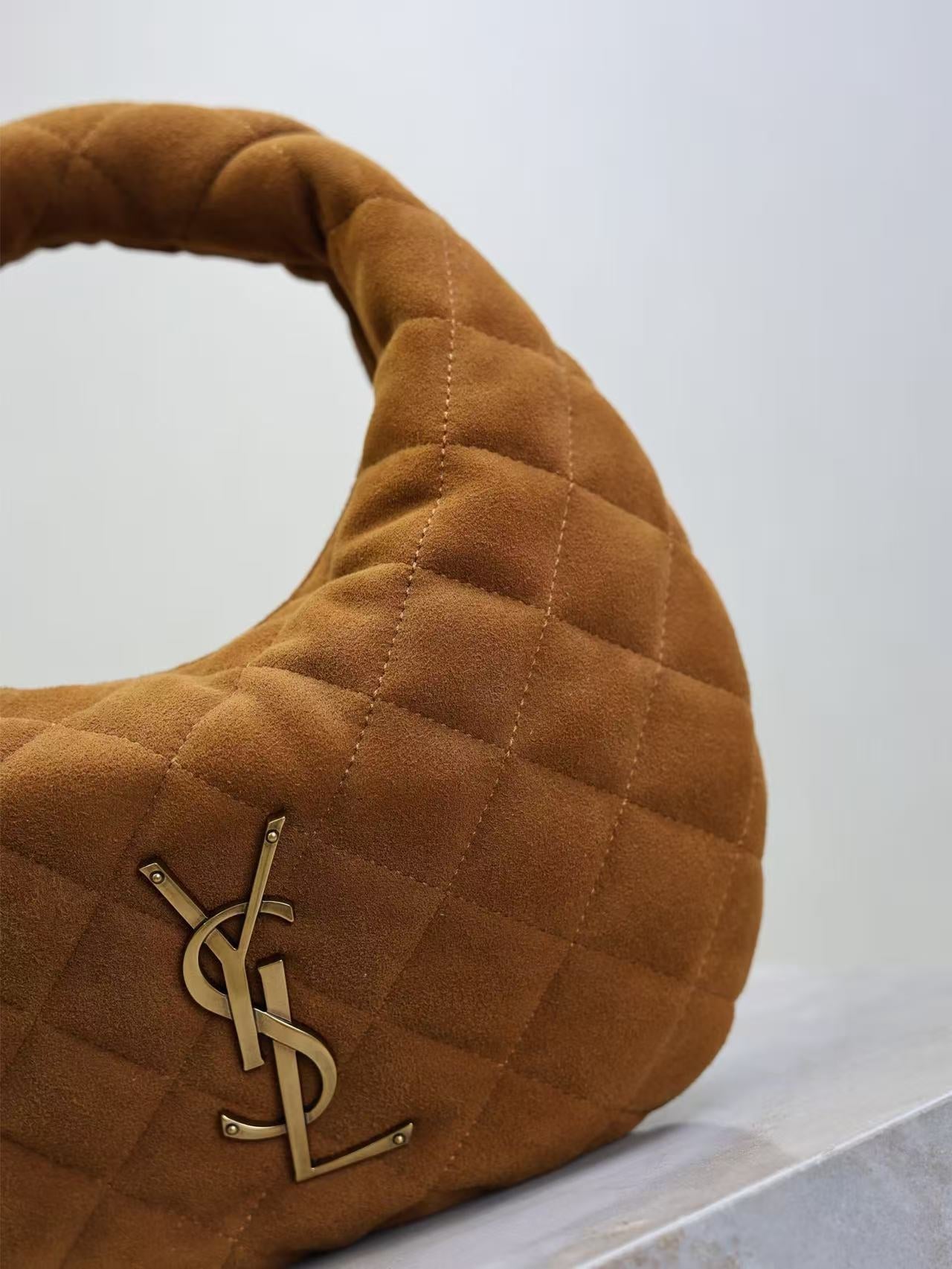 YSL Icarino Bag 17cm Brown Suede